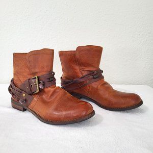 Chocolat Blu ROSARIO Brown Leather Ankle Boots SZ 40